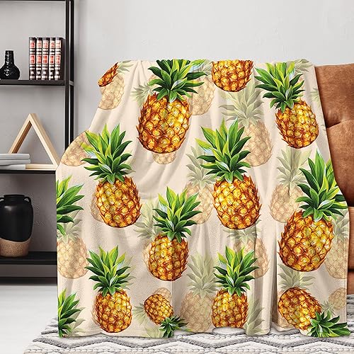Manta de piña dorada para sofá, manta de moda súper suave y acogedora, manta de forro polar de felpa, ligera y cálida, manta decorativa de franela