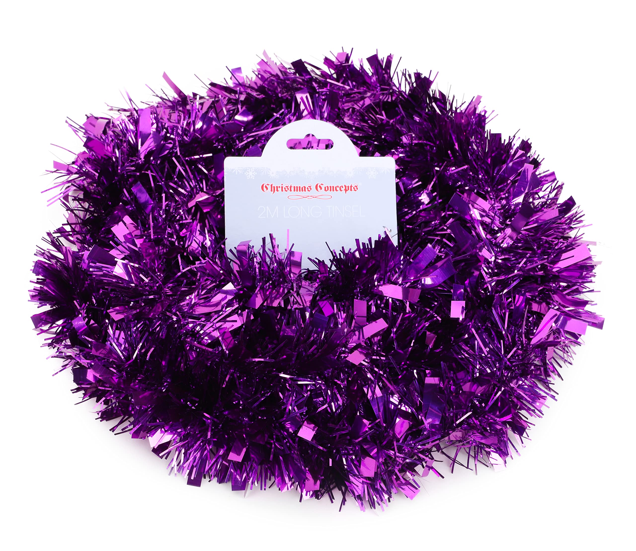 Christmas Concepts® 2m (6.6ft) Chunky/Fine Christmas Tinsel - Christmas Decoration Tinsel (Purple)
