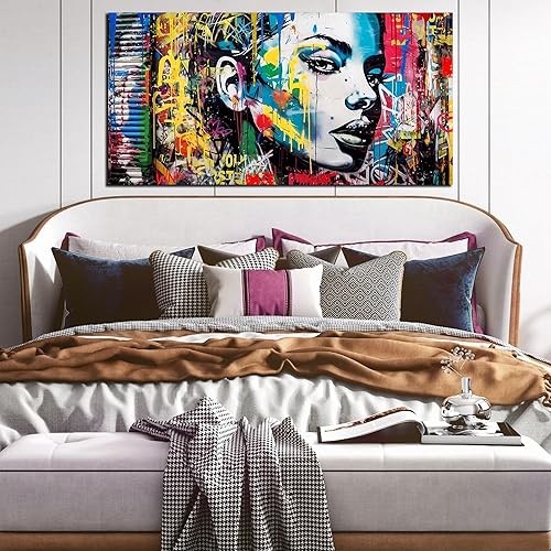 Miniatura 3 de CIRABKY Arte de pared afroamericano para sala de estar, arte de pared de niña negra, decoración de pared de grafiti, imágenes coloridas, póster