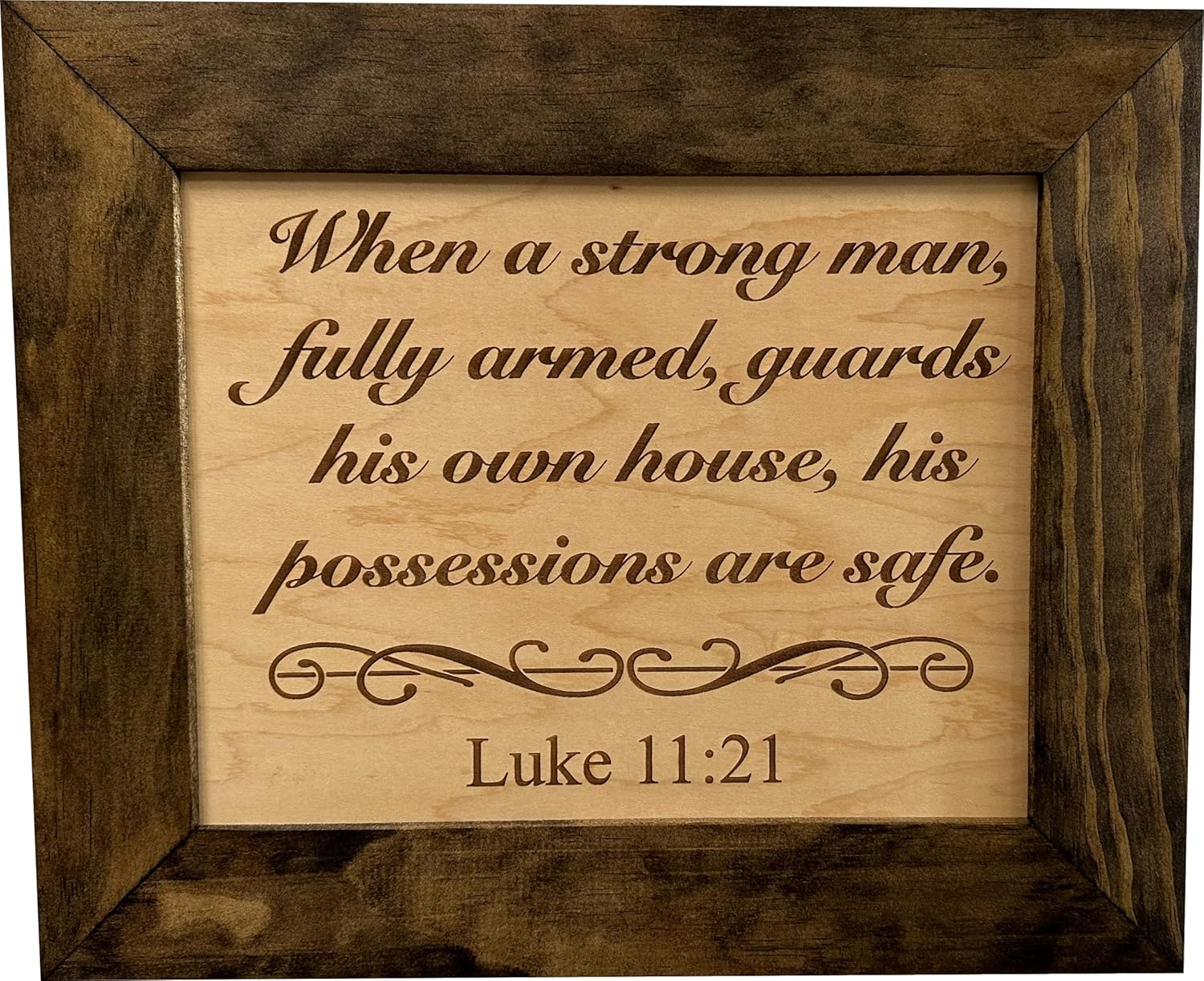 Bellewood Designs Hidden Gun Safe Recessed in Wall with Luke 11:21 Bible Verse Decoration - Recess in The Wall or Mount On The Wall Concealed Gun Storage Cabinet