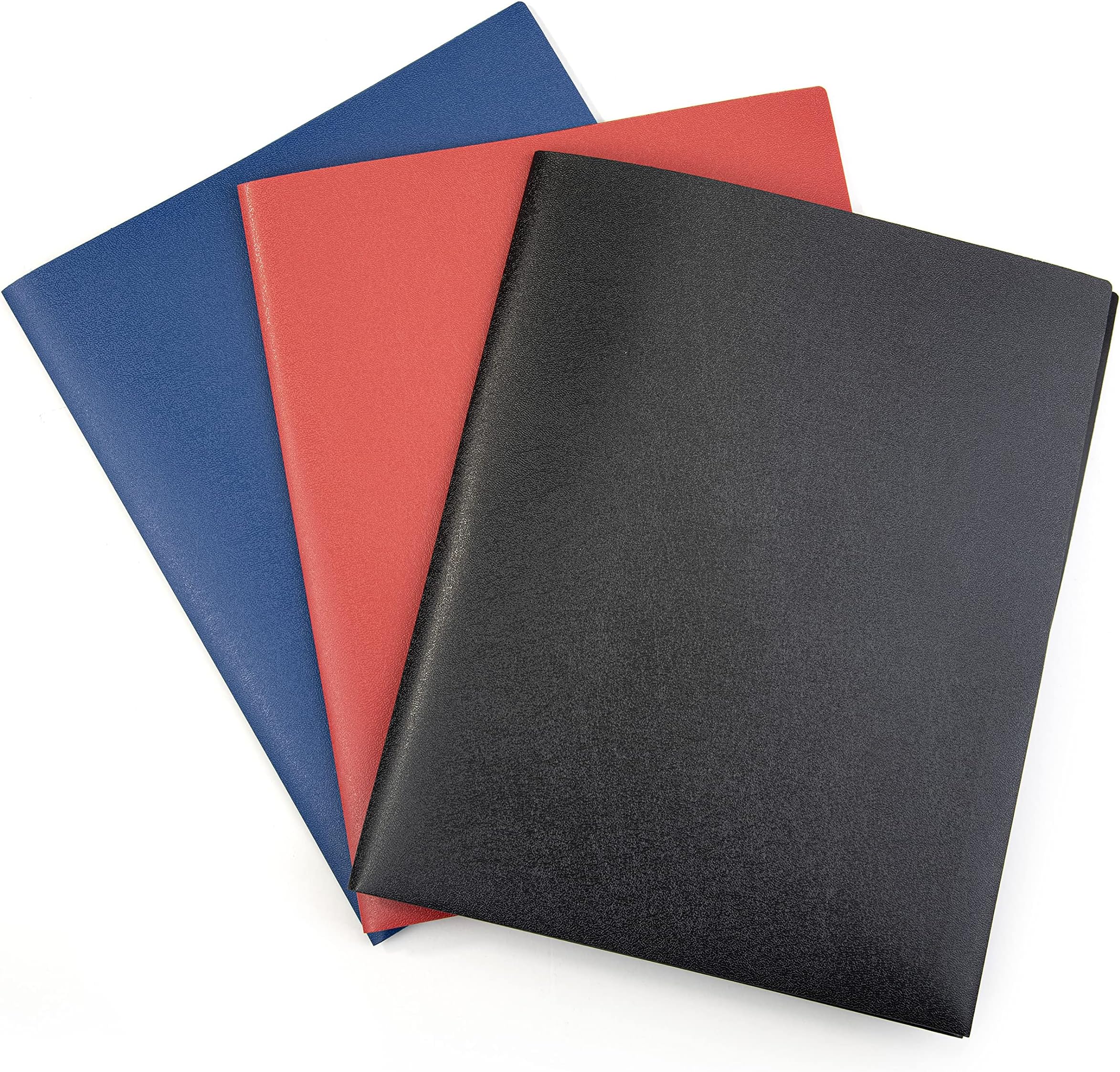 Mintra Poly Pocket Folders 3pk - Heavy Duty (Black/Blue/Red)