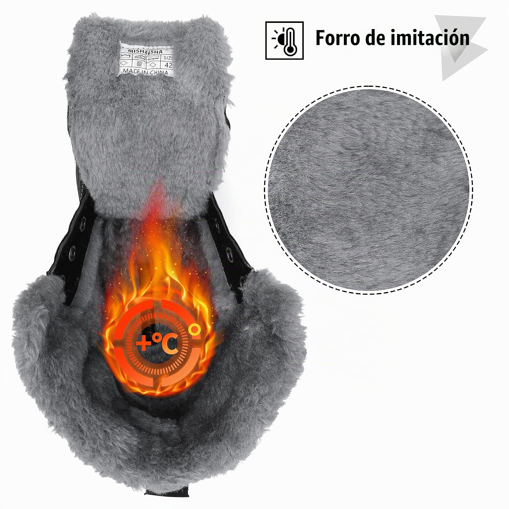 Mishansha Botas de Nieve Hombre Mujer Invierno Negro Grafito Gr.39