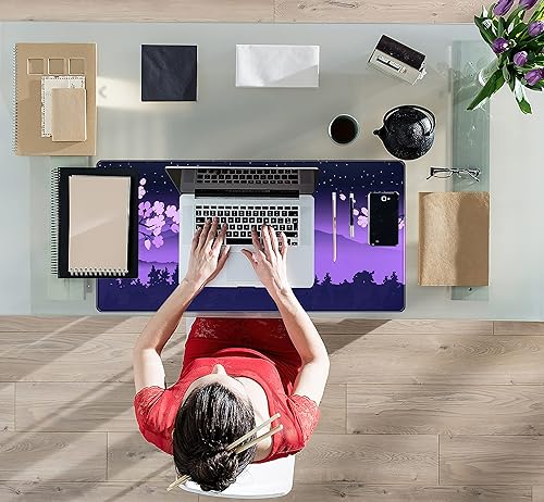 Miniatura 4 de Alfombrilla de escritorio japonesa de escritorio morada, bonita alfombrilla de mouse para juegos de montaña Fuji, grande, alfombrilla de mouse