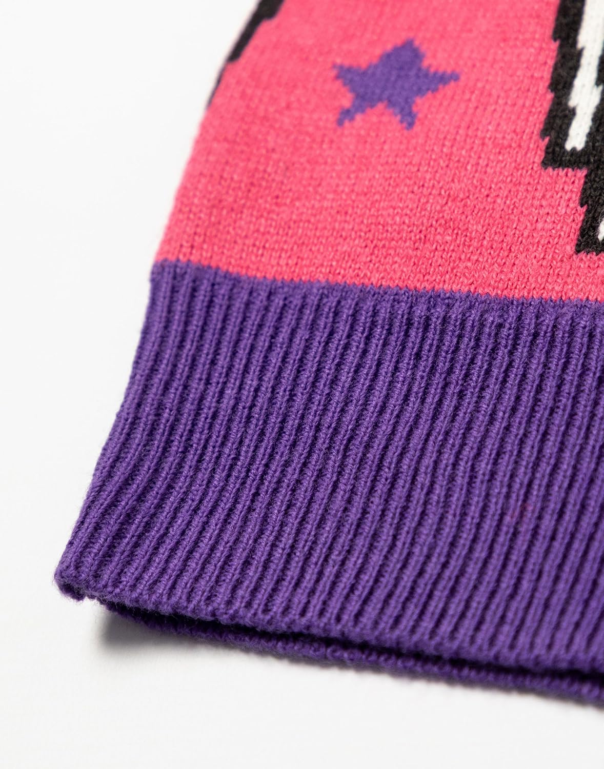 Monster High Womens Purple Pink Black White Christmas Jumper | Long Sleeve Crew Neck with Skull & Snowflake Fairisle Design
