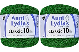 Aunt Lydia's Classic Green Crochet Thread for Crafts and Projects