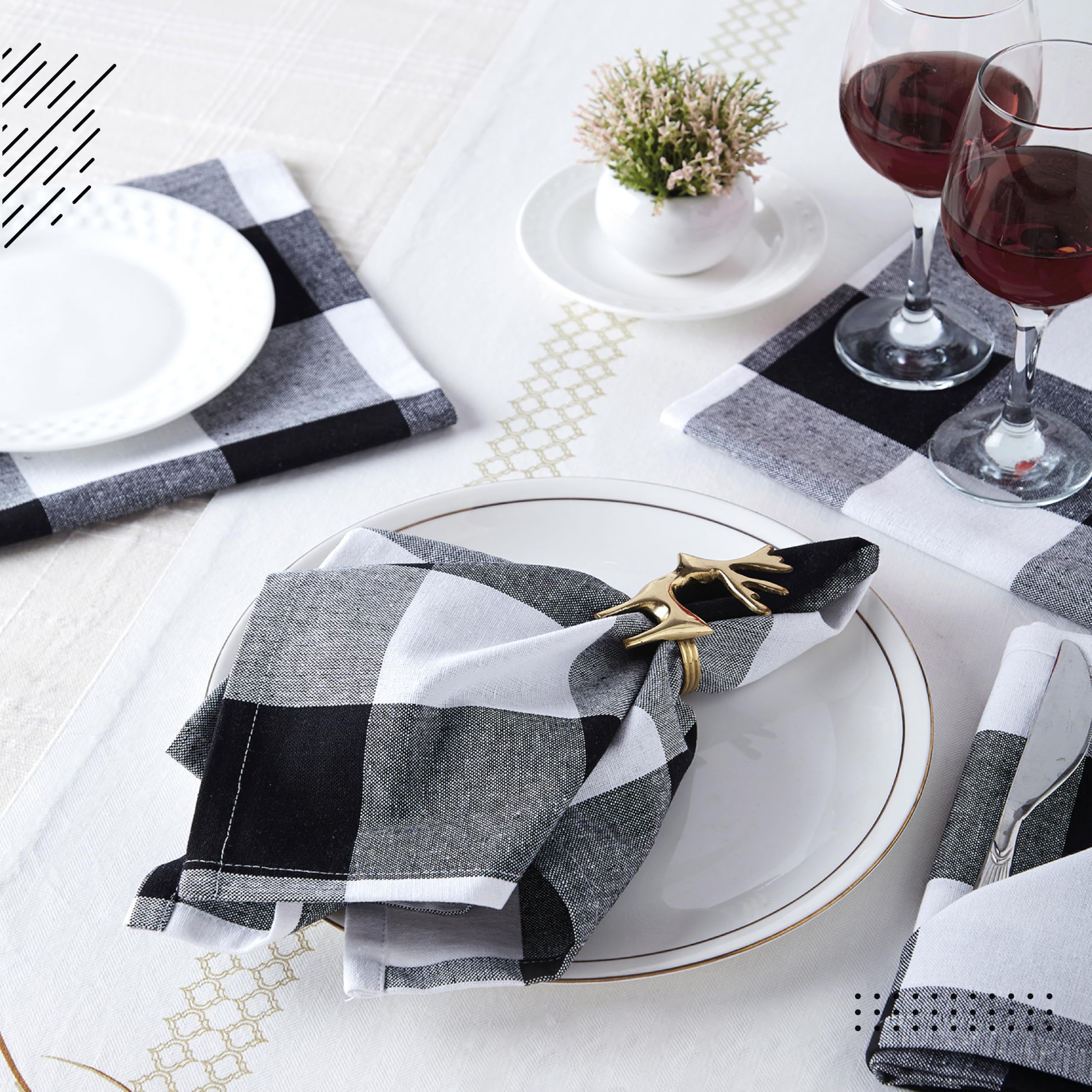 Achim Home Furnishings Buffalo Check - Set di 4 tovaglioli da