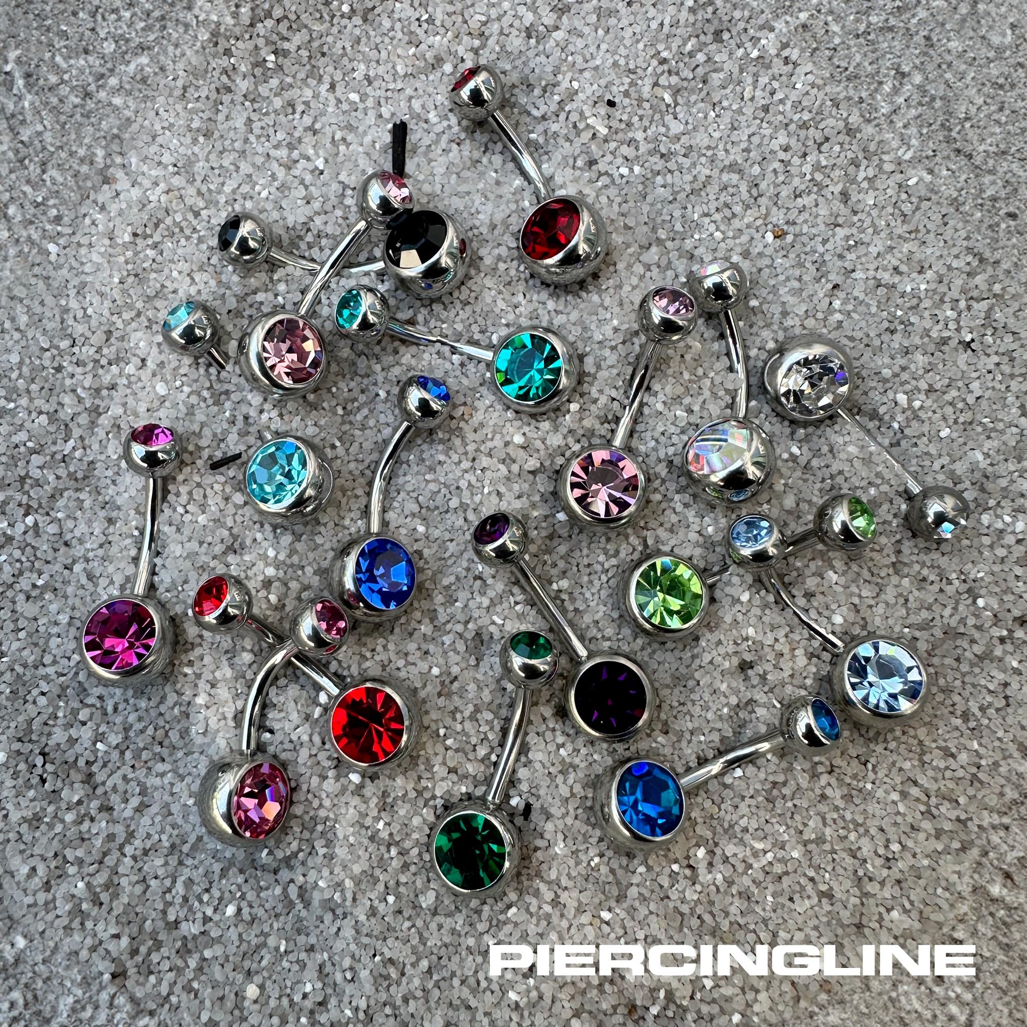 PIERCINGLINE Piercing Ombligo Acero Quirúrgico 2 CRISTALES Piercing Bananabell Banana Elección de color y tamaño — view 6