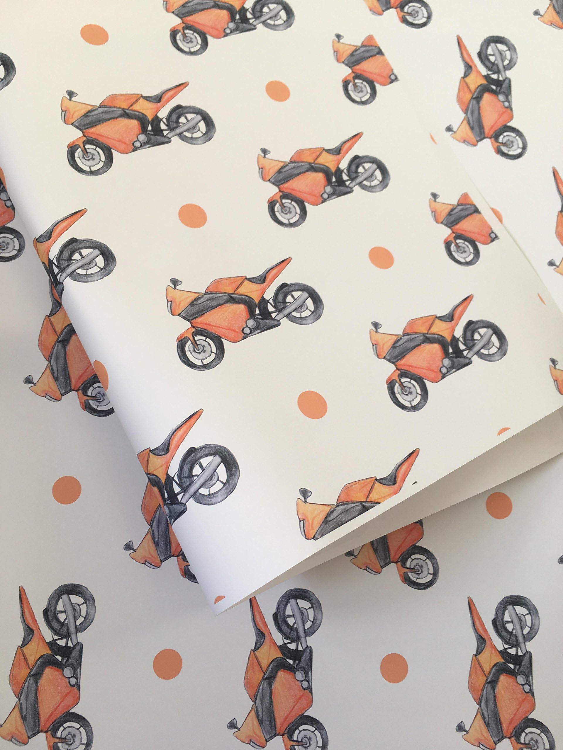Motorbike,Wrapping Paper, Gift wrap, for Bike Riders,for Smaller Gifts, Read Description