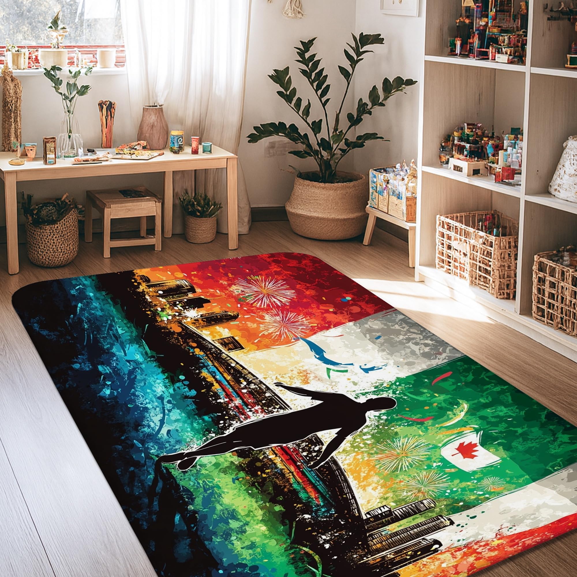 Tapis de salon résistant à la décoloration en éponge Silhouette