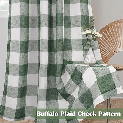 Vista 197 de DriftAway - Cortinas de ojales opacas, patrón a cuadros, forro térmico con aislamiento, blackout, impresas a cuadros, 2 capas, juego de 2 paneles