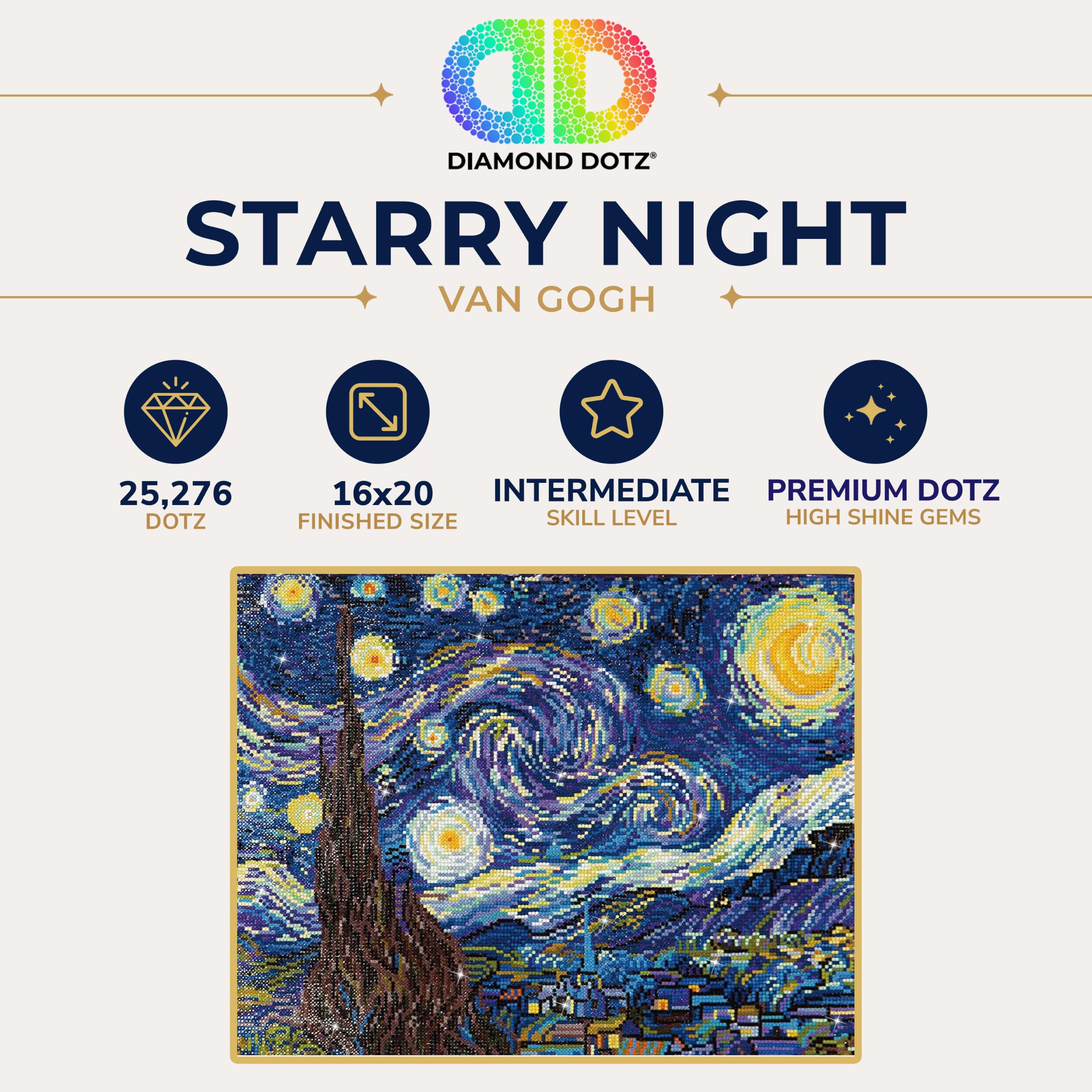 Diamond Dotz - Starry Night Van Gogh - Canvas Gem Kit - Painting