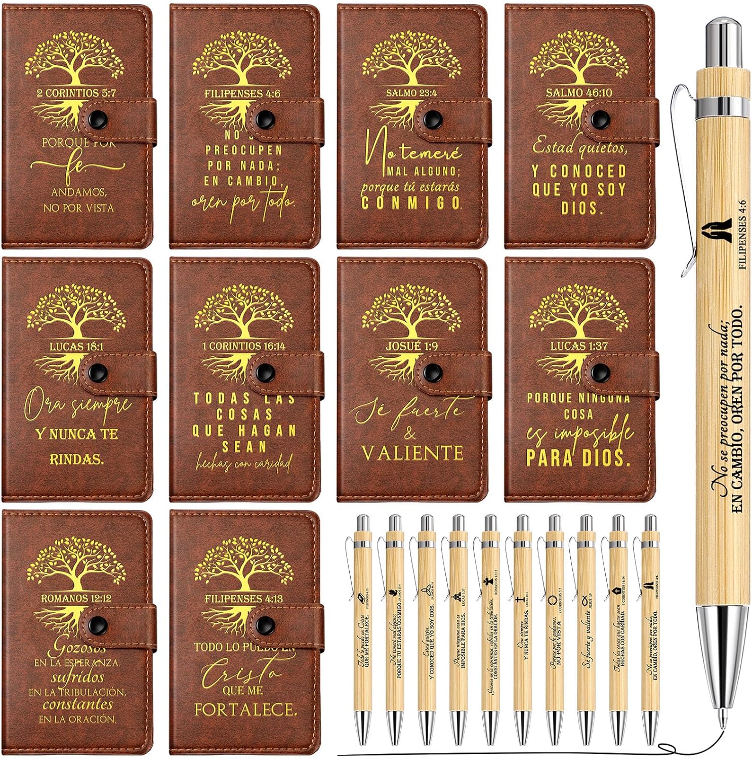 Spakon 20 Pcs Mother's Day Christian Gifts Bulk Leather Prayer Journal Religious Scripture Notebook with Bible Verse Pens for Graduation Coworker Women Men Church Members (English Aesthetics)