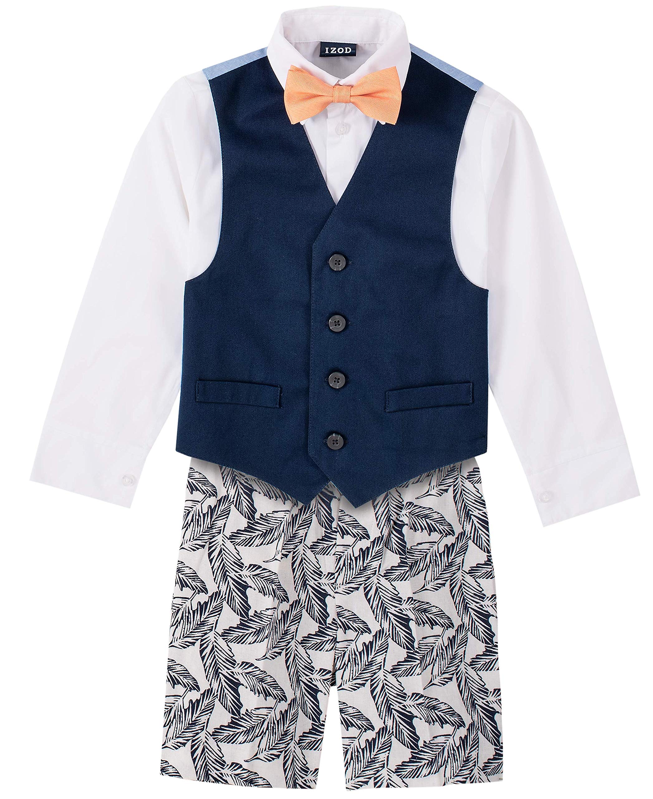 IZOD Boys' 4-piece Formal Dress Up Suit Set, Vest, Pants, Collared Shirt, and Tie