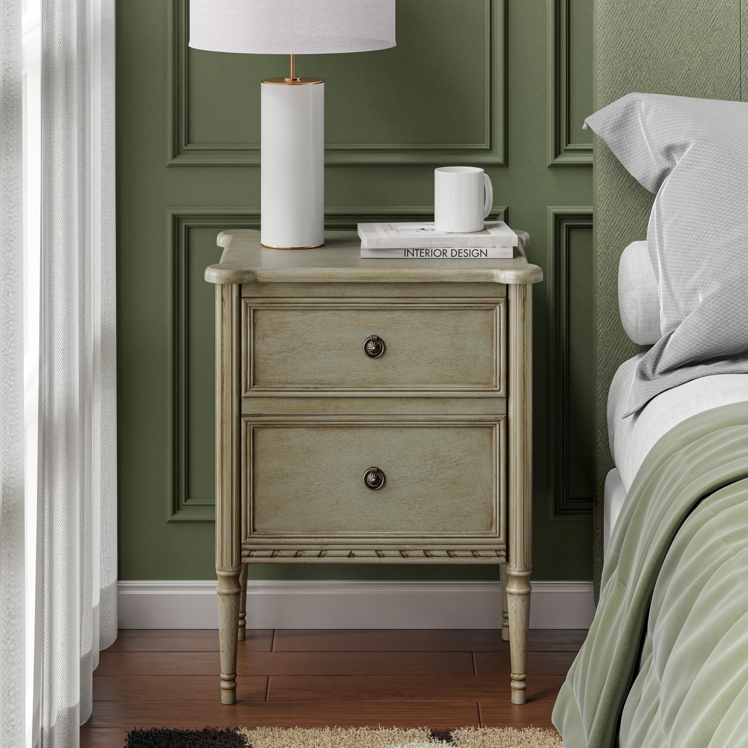 Amazon.com: COZAYH Farmhouse 2 Drawer Nightstand with Hidden