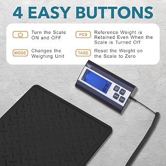 Smart Weigh Digital Postal Shipping Scale, 440 lb Capacity, 1 oz Readability, Tare Function, Battery or USB-C Power, Corded Display, Stainless Steel Large Platform, Black
