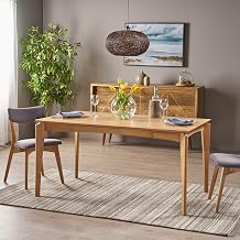 Merax Dining Table for 4-6 People, 59.1" Rectangular Rubberwood Kitchen Furniture, Rubberwood with Walnut Veneer for Kitchen Dining Restaurant