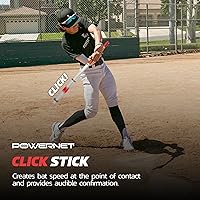 Vista 4 de PowerNet Combo PVC/Click Stick Softball & Baseball Swing Trainer, Interchangeable Baseball Hitting Trainer, PVC Training Bat for Drills, Bat Speed