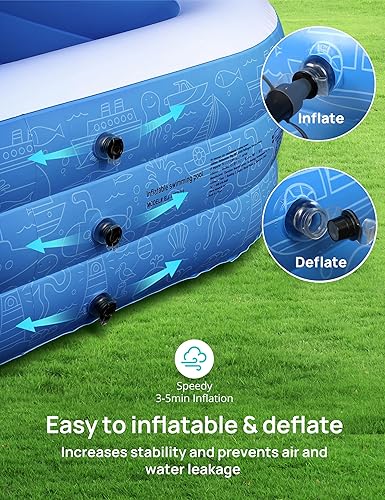 Miniatura 4 de EVAJOY - Piscina inflable para niños y adultos, piscinas grandes de 119 x 72 x 20 pulgadas, duradera y gruesa sobre el suelo, piscina familiar