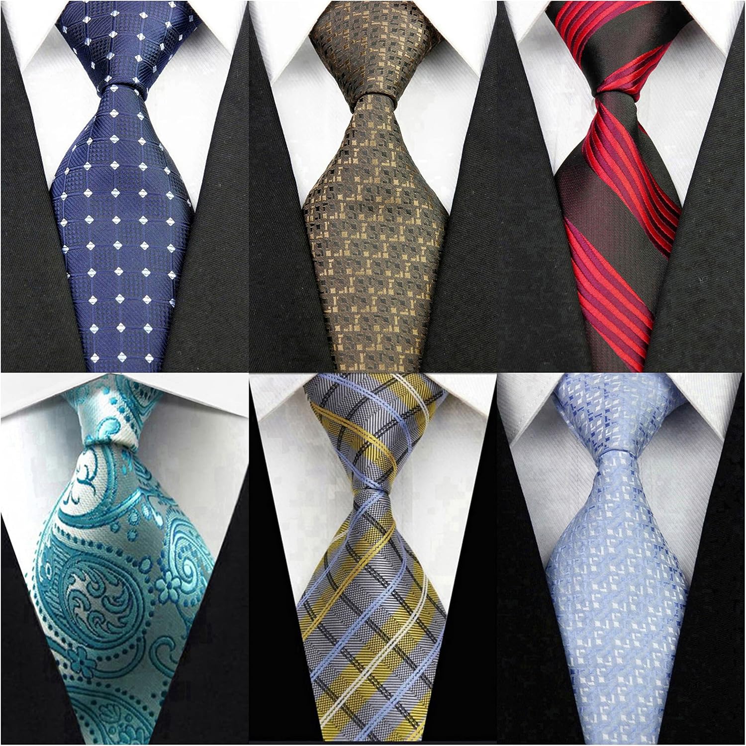 Men's Classic Neck Ties for Men 6 Pack Classy Men's Tie Woven Jacquard Ties Party Suit