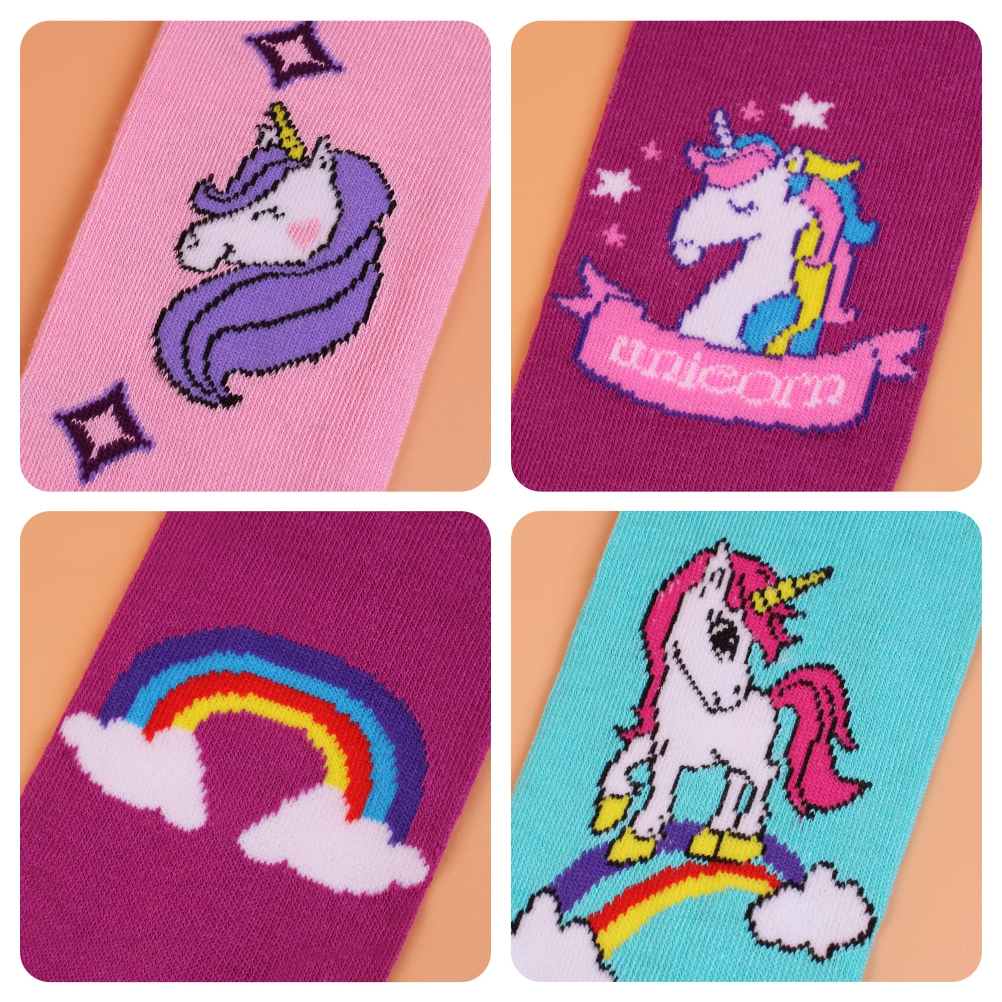 L&K-II 6er Pack Kinder Strumpfhose Mädchen Strumpfhose für Mädchen mit Einhorn Mustern und Farben in Set 2715