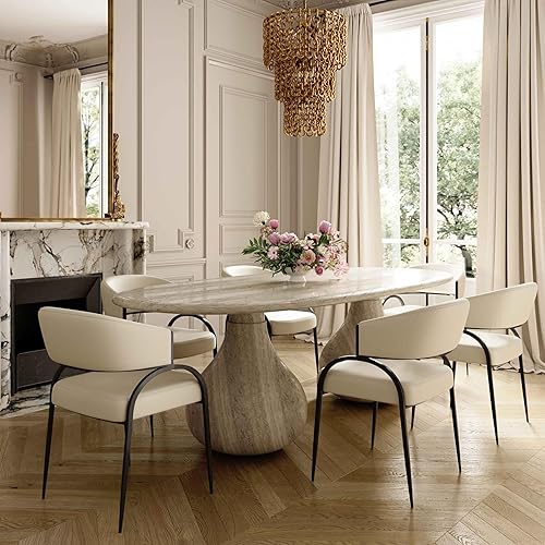 Miniatura 2 de Tov Furniture Sezanne Silla de comedor (crema, Performance Boucle) Performance Boucle,Piel vegana,2-Piel vegana