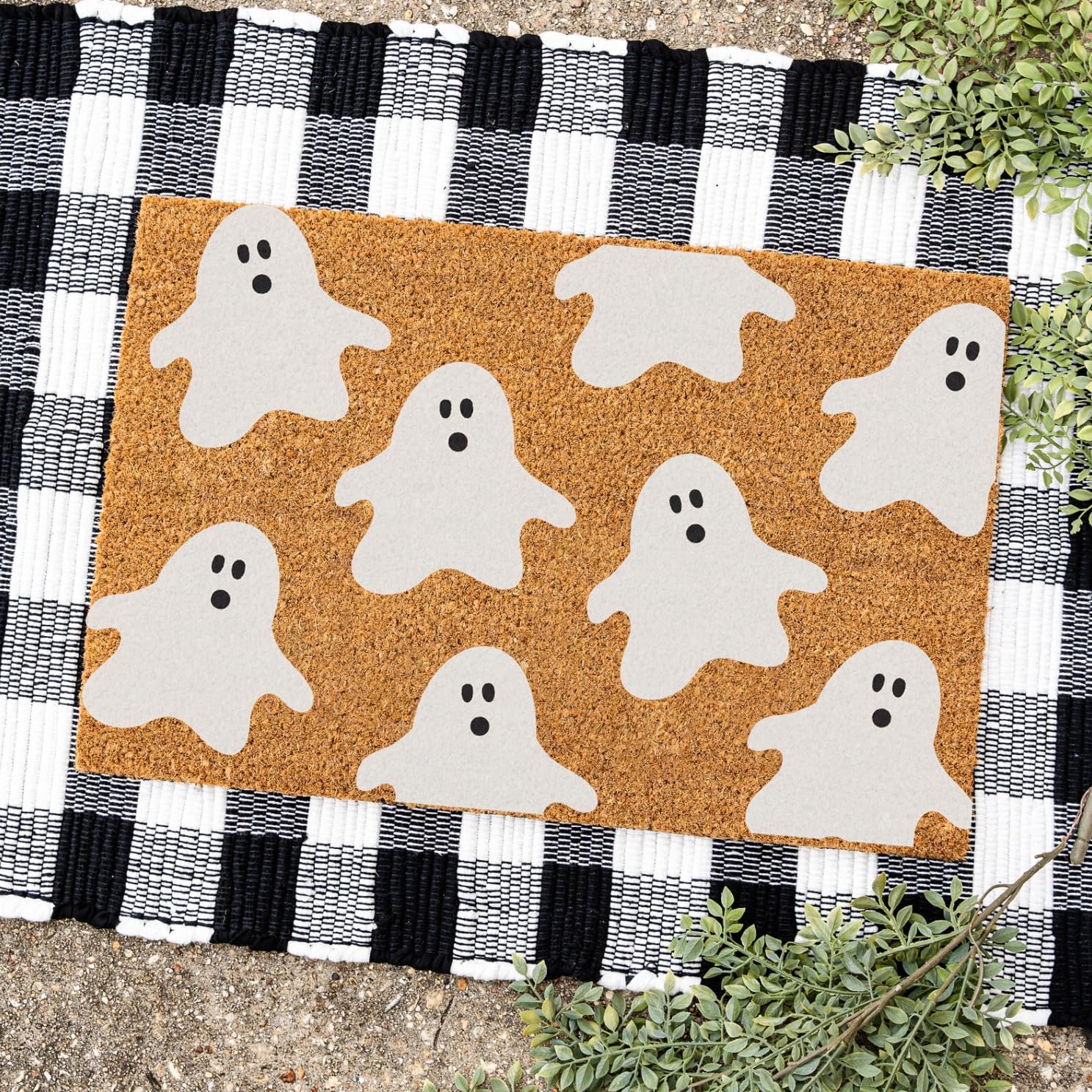 Plantillas de Halloween para felpudo de 17 x 26 pulgadas, plantilla grande de Halloween, plantillas reutilizables para dibujar en telas de madera, tapete de puerta de porche, manualidades, decoración