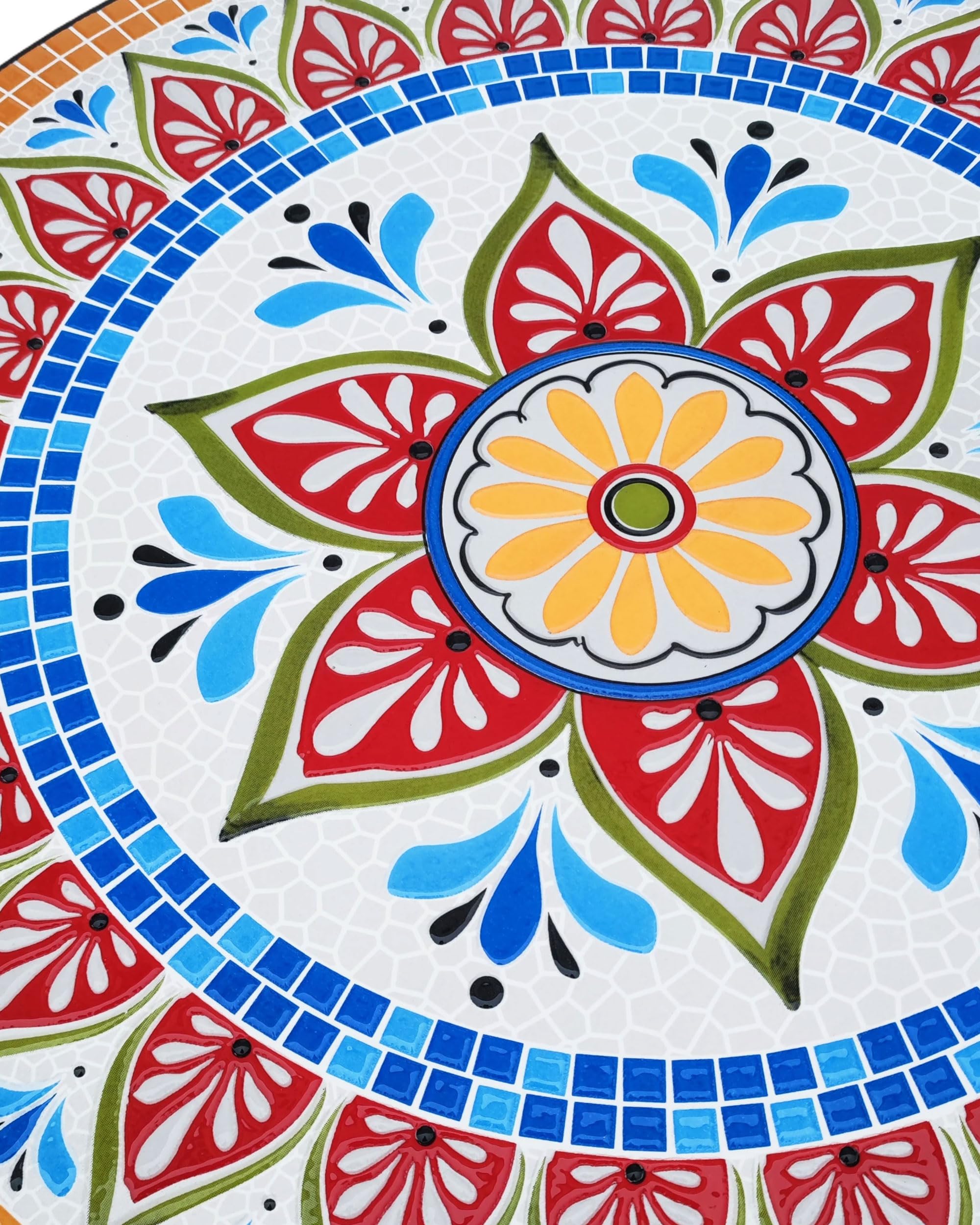 Tavolo Da Giardino In Mosaico Rotondo,60 x 70cm,Tavolo Da Balcone A Mosaico,Tavolo Rotondo Esterno Per Balcone, Terrazza, Giardino