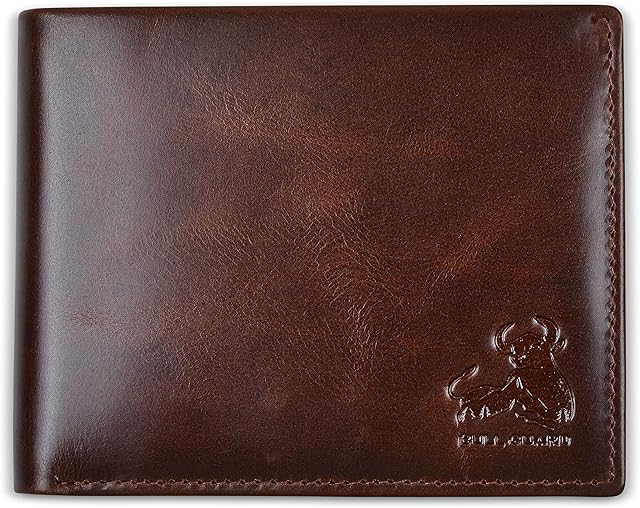 BULL GUARD RFID Blocking Bifold Wallet for Men with Coin Pocket Forest Brown