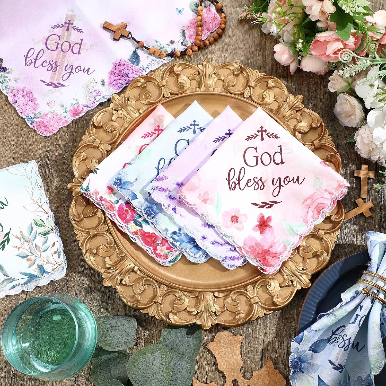 HunnmingRe Christian Handkerchief for Women Inspirational Gifts Bulk Inspirational Religious Bible Verse Handkerchief