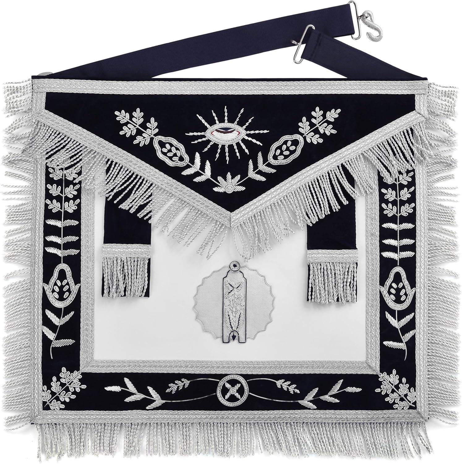 BRICKS MASONS Officers Blue Lodge Officer Apron Set - Navy Velvet Machine Embroidery (Set of 14)