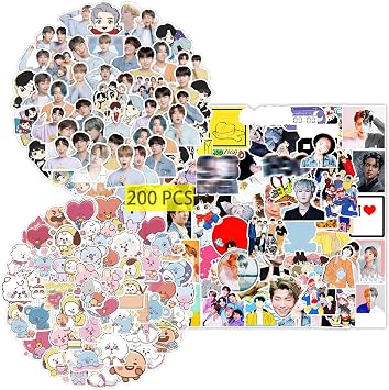 Pounchi Kpop Stickers 200 Pcs Cute Singer PVC Sticker, Gifts for Laptop Water Bottle Skateboard Party Supplies Decorations Teens Kids