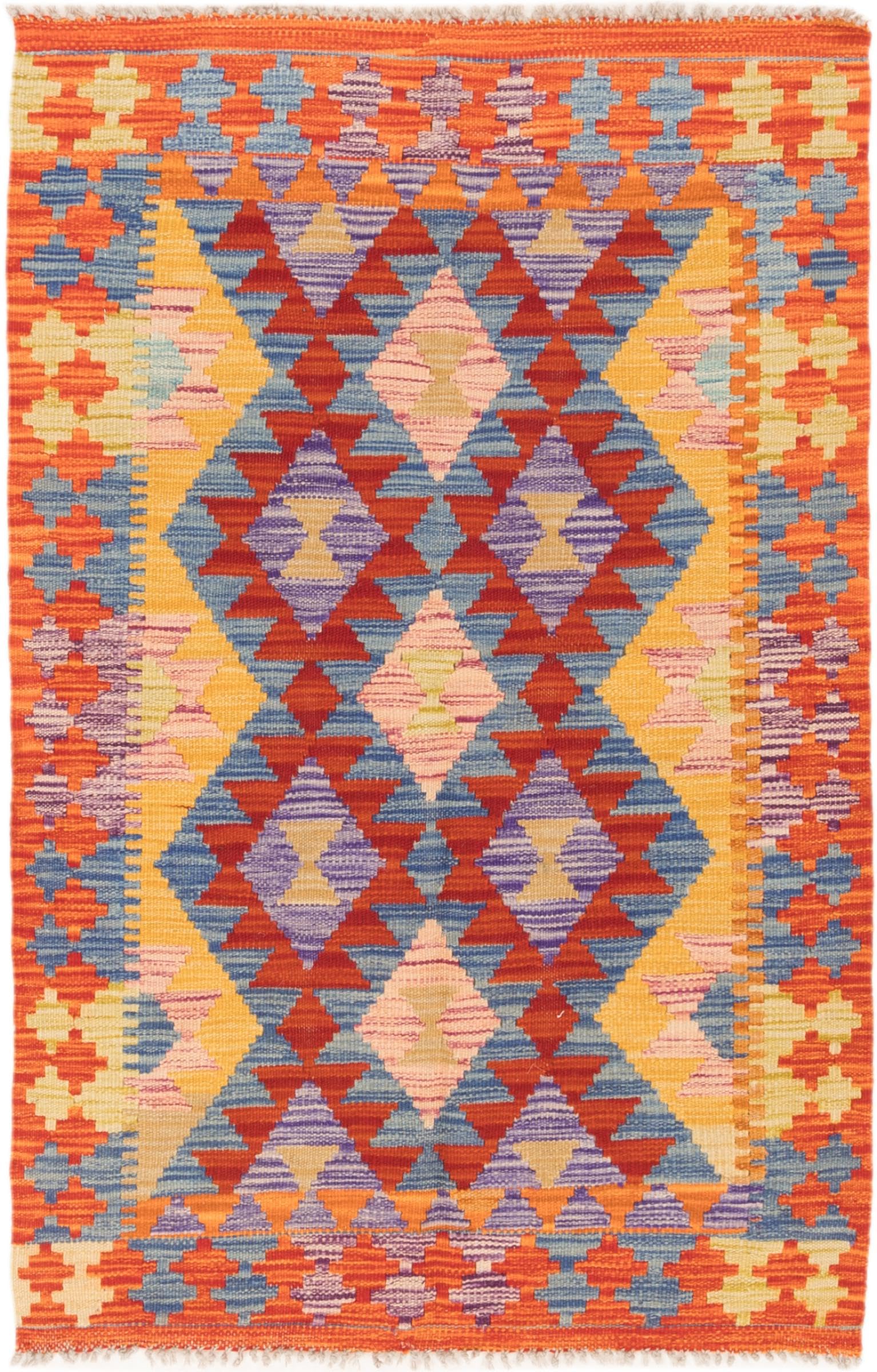 Tapis d'orient Kilim d'Afghanistan en pure laine fait main d'exception