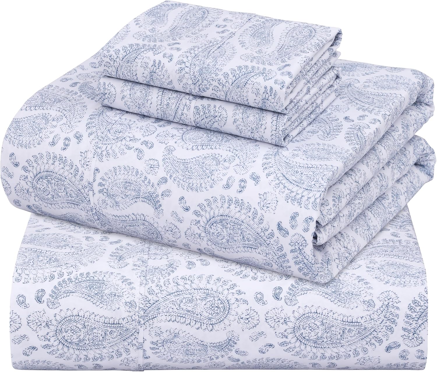 ZOYER 100% Cotton Sheets – Queen Size Percale Bedding, Cooling & Breathable, Durable with a Crisp, Soft & Comfortable Feel, 16" Deep Pocket, 4-Piece Set, Fairy Meadows