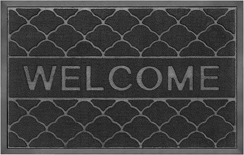 Miniatura 8 de Quiar Tapete de bienvenida duradero de 36 x 24 pulgadas, tapete resistente para exteriores, parte trasera de goma antideslizante, fácil de limpiar,