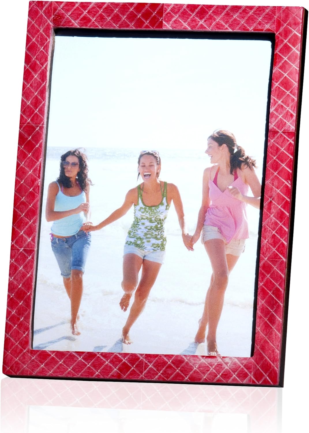 Shiraleah 5" x 7" Carved Bone Picture Frame, Red Home