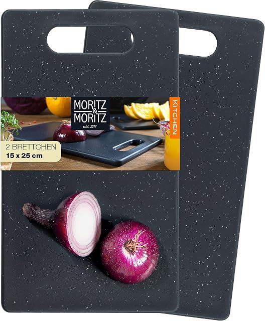 Moritz & Moritz 2-częściowy zestaw desek do krojenia z tworzywa sztucznego o wyglądzie granitu  25 x 15 cm  deska śniadaniowa  zestaw higienicznych i nadaje się do mycia w zmywarce