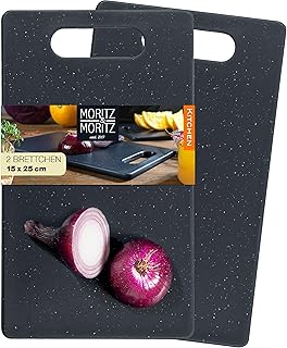 Moritz & Moritz 2x Schneidebrett Kunststoff Set in Granit Optik - 25 x 15 cm - Schneidebretter BPA frei - Frühstücksbrettc...