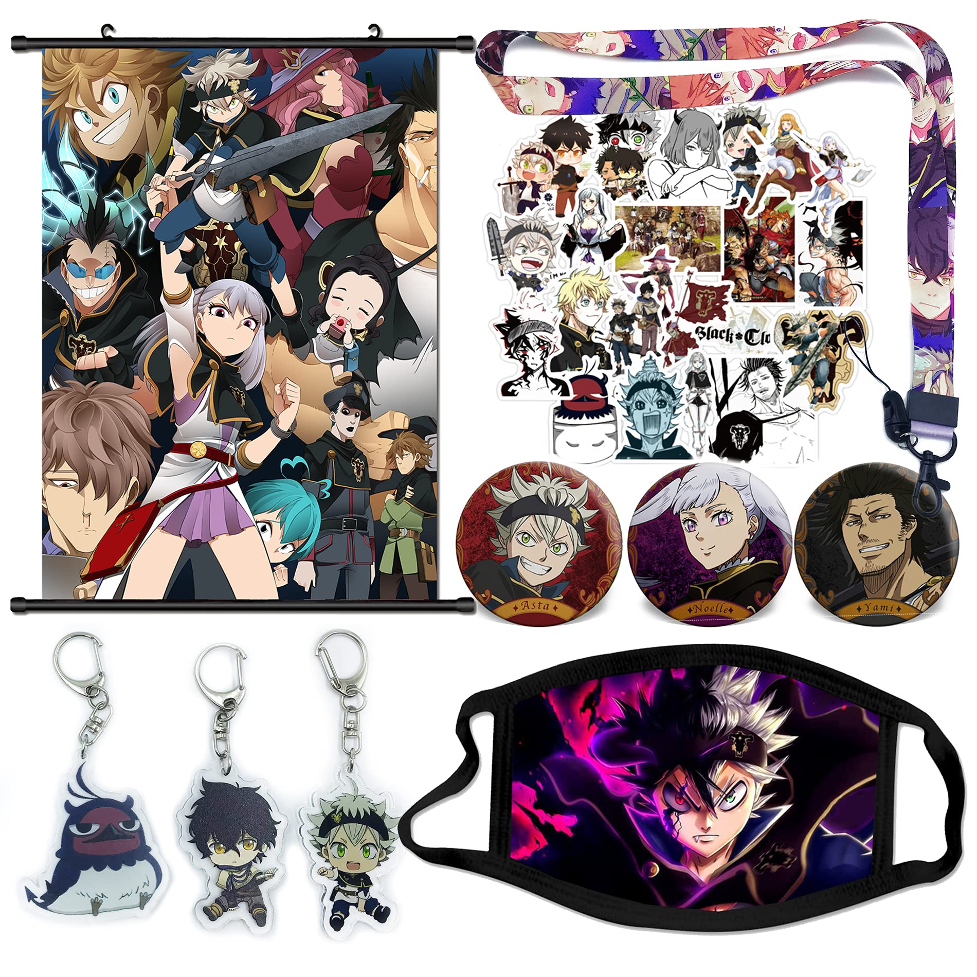 Black Clover Gift Set 50pcs Black Clover Stickers Black Clover Keychain 