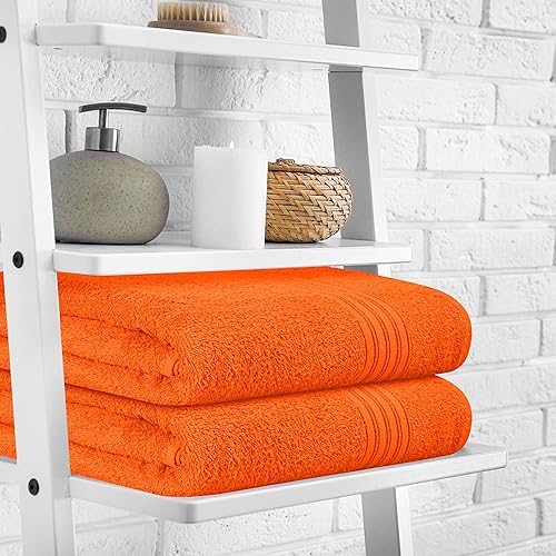 Miniatura 3 de BOUTIQUO Juego de 2 toallas de baño 100% algodón de 28 x 55 pulgadas, toallas de baño grandes ecológicas, compactas, de secado rápido, ligeras,