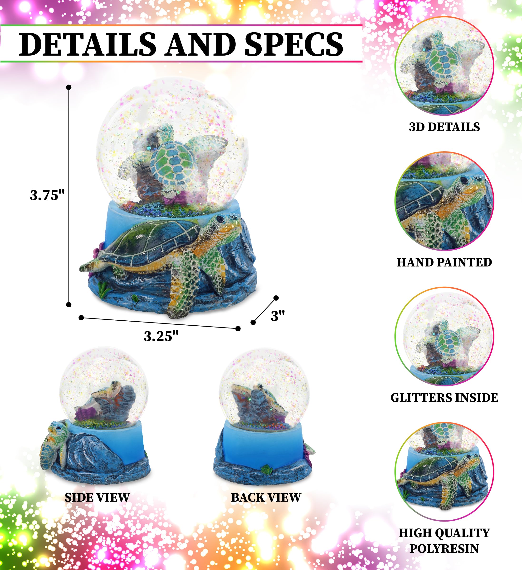 Amazon.com: CoTa Global Sea Turtle Snow Globe Decor - Elegant Pink