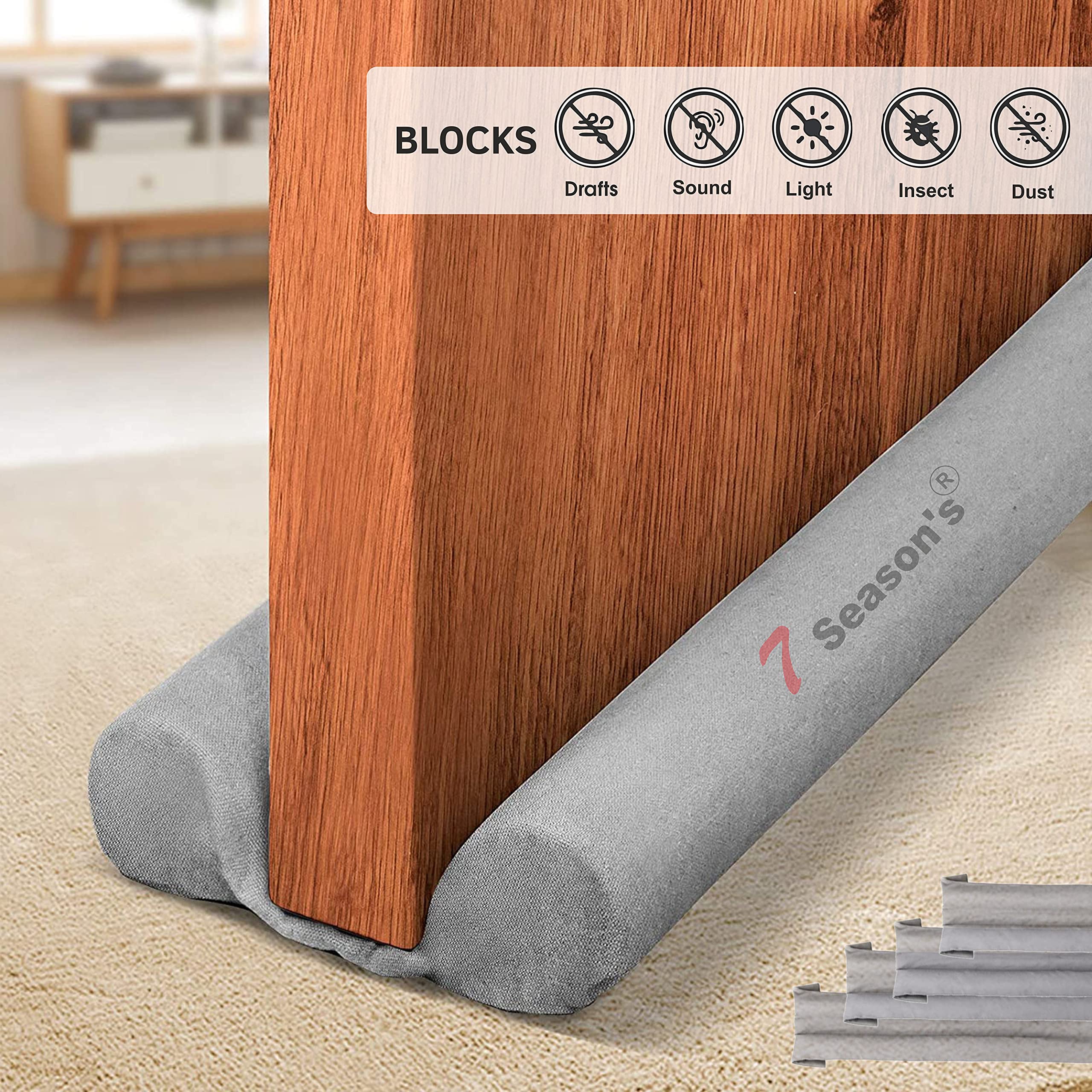 UNITY(36 Inch, Black) Fabric Guard Cover Stop Light/Dust/Cool Air Escape Under Door Twin Draft Stopper Door Gap Sealer Smart Energy Saver for Door -Made for 7 Season's - Pack of 2