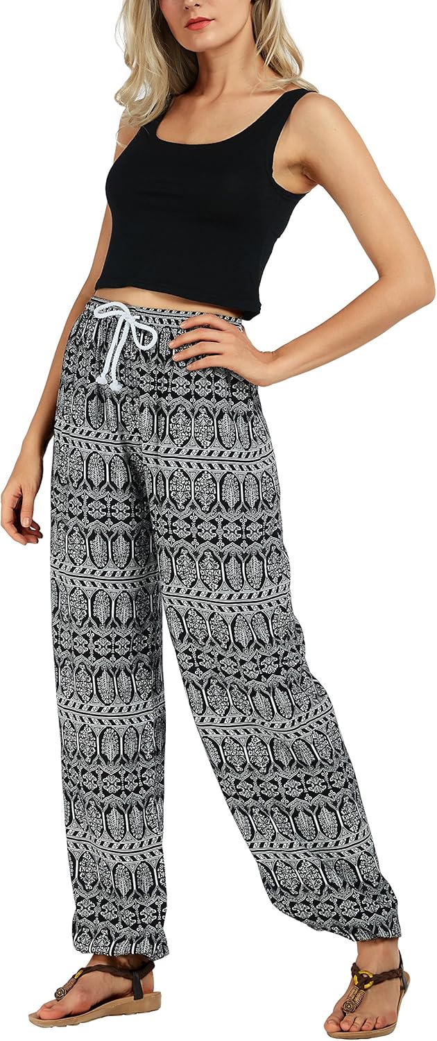 Urban CoCo Women's Floral Print Summer Boho Pants Harem Beach Vacation Pants - Image 3