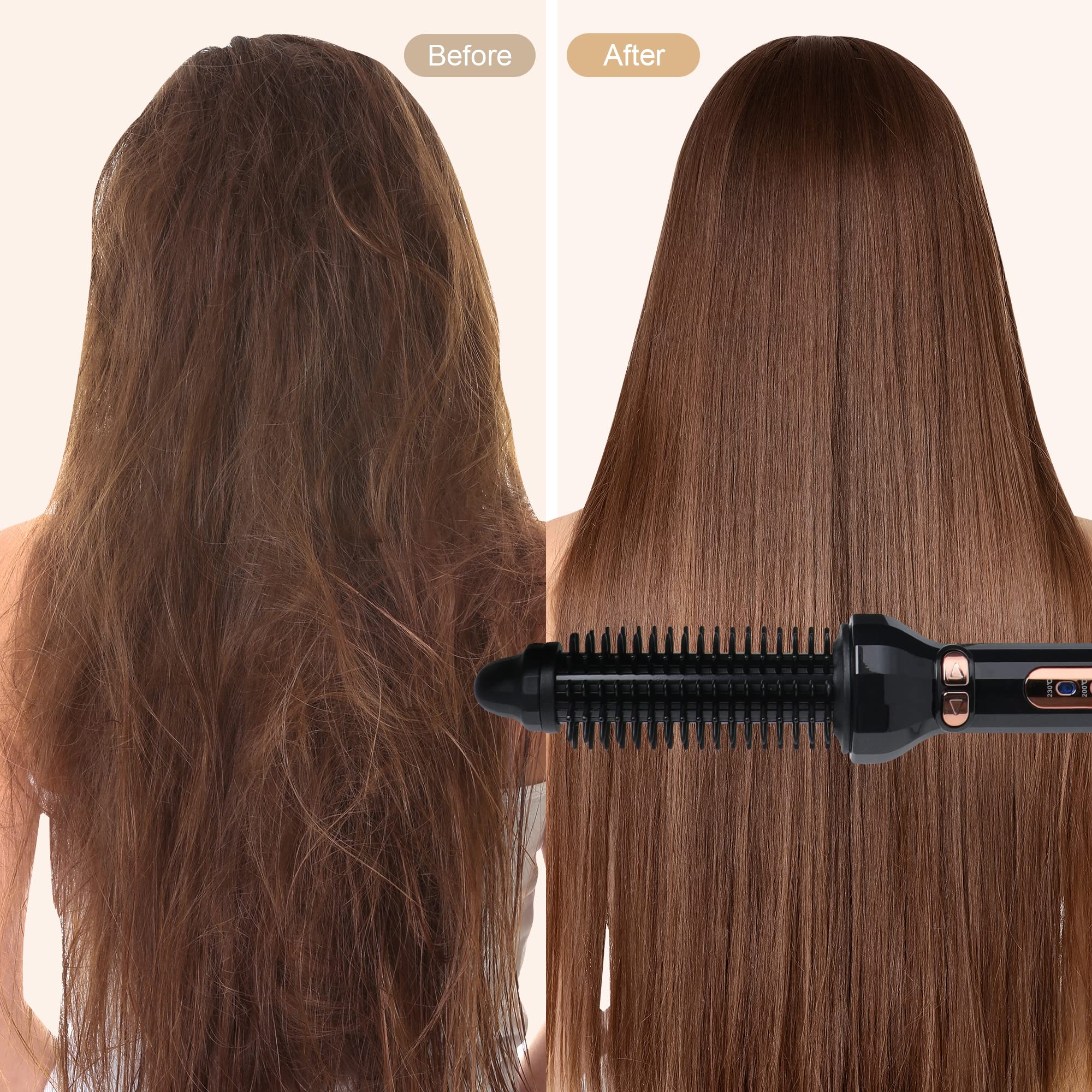 Brush Curling Iron for Short Hair, 1 Inch Barrel Rotating Curling Iron Brush, Hot Brush Curling Iron Automatic Spin Curling Brush with Adjustable Heat Settings to Create Loose Curls