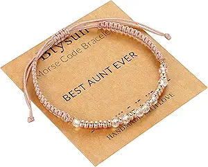 Btysun Morse Code Bracelets for Women Christmas Gift Stocking Stuffers for Teens Pink Braided Bracelets Inspirational Best Friend Birthday Gifts for Her High School Graduation Gifts for Her 2025 Mom Bracelet Jewelry