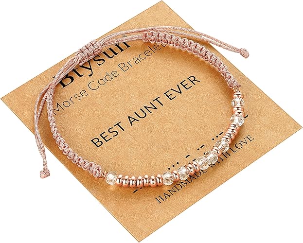 Btysun Morse Code Bracelets for Women Christmas Gift Stocking Stuffers for Teens Pink Braided Bracelets Inspirational Best Friend Birthday Gifts for Her High School Graduation Gifts for Her 2025 Mom Bracelet Jewelry