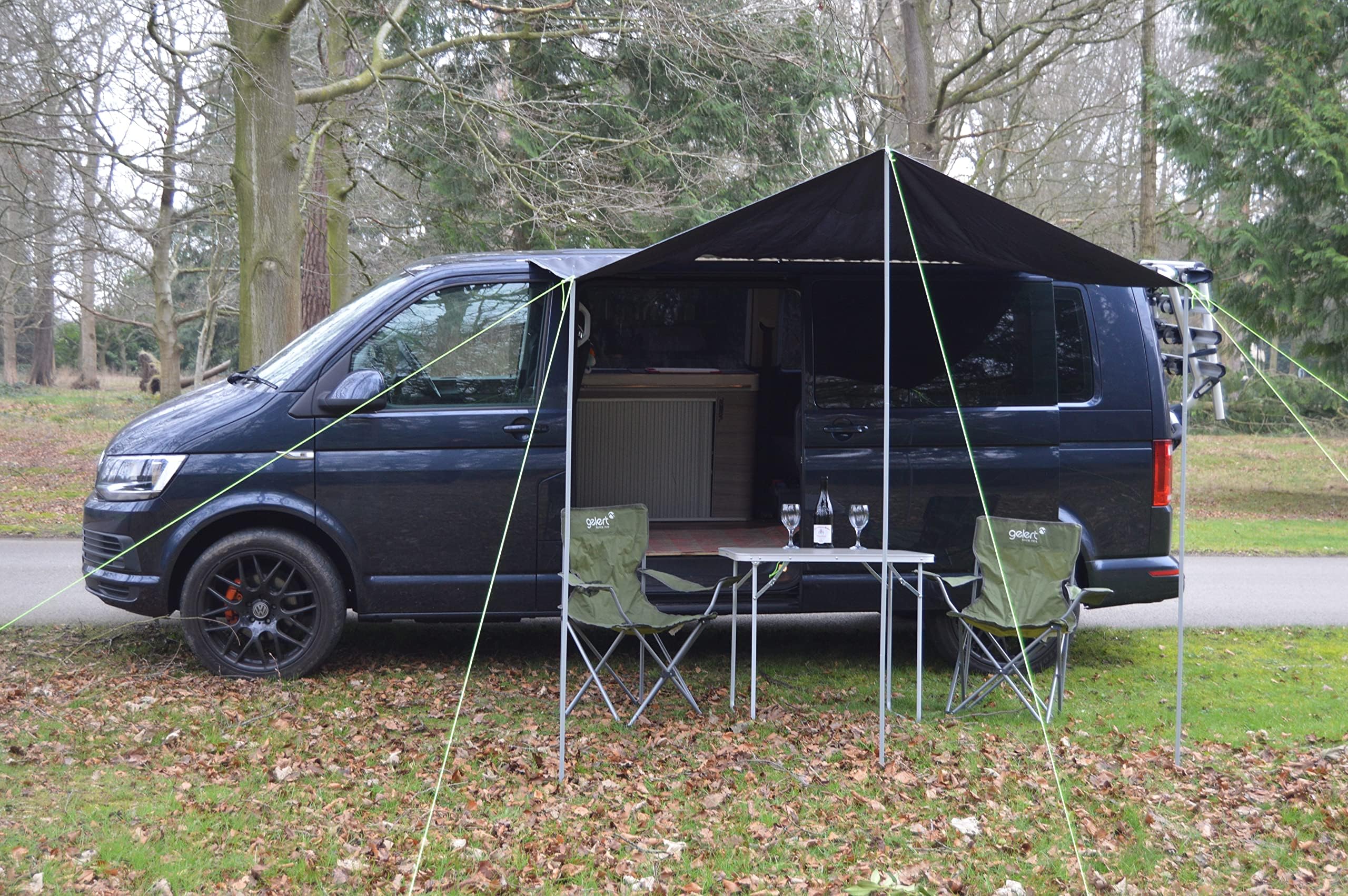 SQUARE Sun Canopy Awning for Camper Vans, Van Conversions, Motorhomes or Caravans 240cm x 240cm DARK GREY