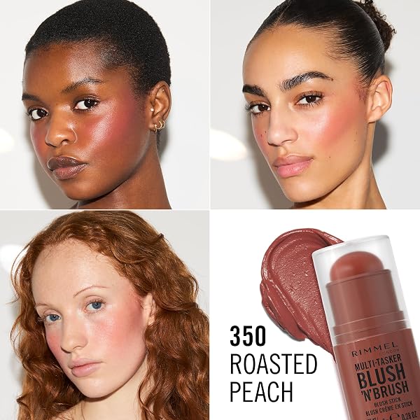 Rimmel London Multitasker Blush 'N' Brush Stick | Colorete | Tono 350 ROASED PEACH| 8g - 5