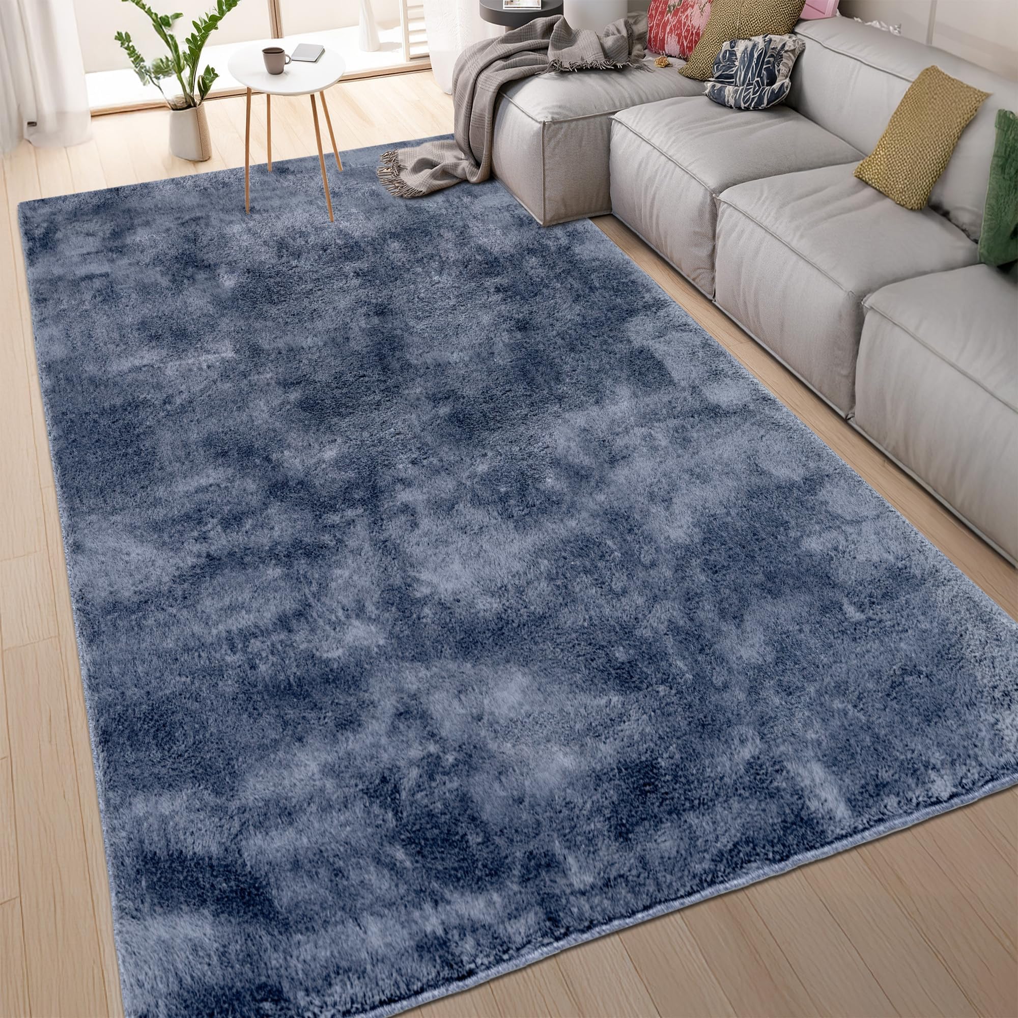 homeart Area Rugs – Soft, Short Pile Monochrome Carpets - Anti-Slip Backing, Machine Washable, Modern Fluffy Rugs for Living Room, Bedroom, Kitchen, Enterance - Navy, 200x290 cm