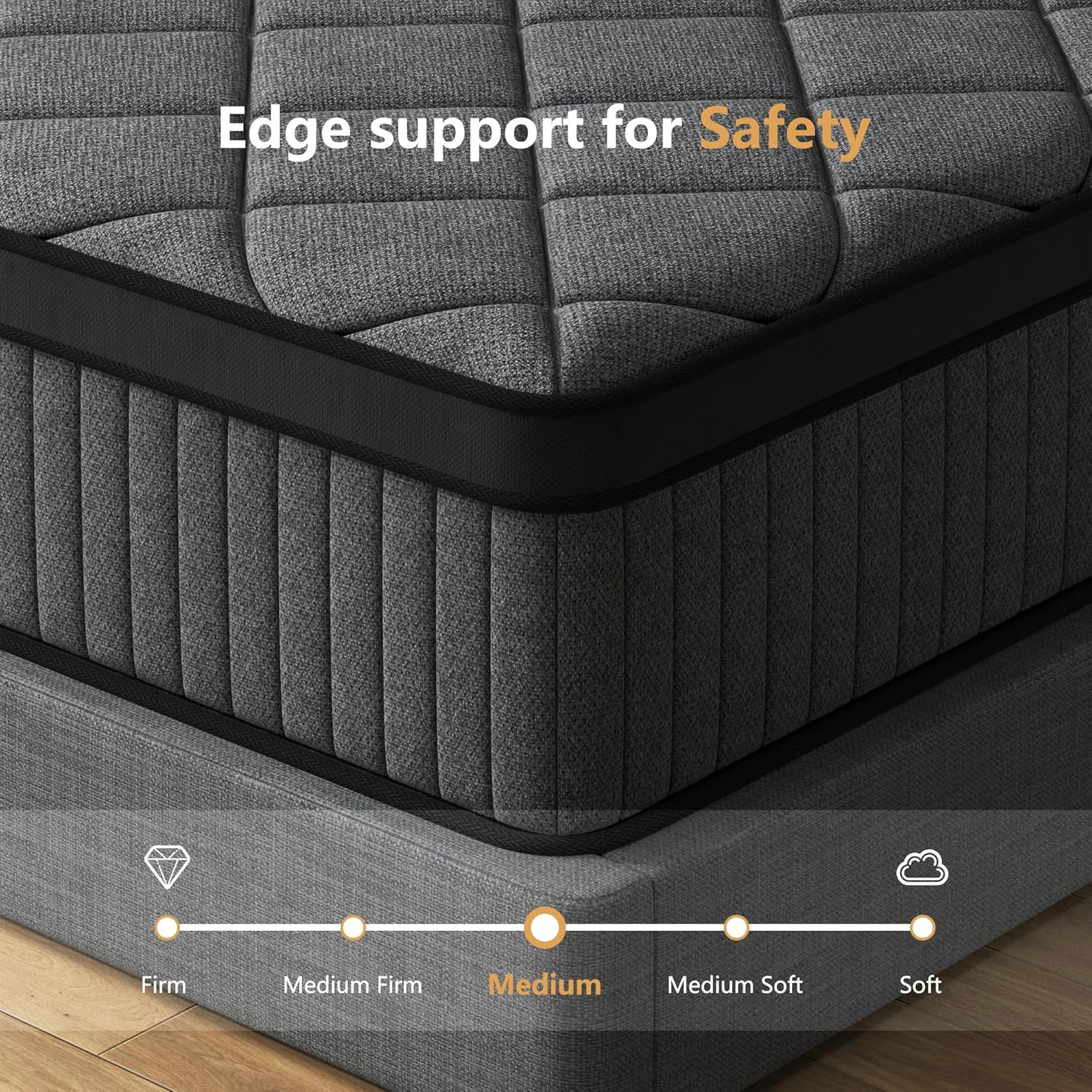 Queen Black Mattress,10 inch Hybrid Mattress Queen Size,Medium Firm with Memory Foam and Pocket Springs,Breathable Cover 10 inch Bed in a Box,60"X80"X10"
