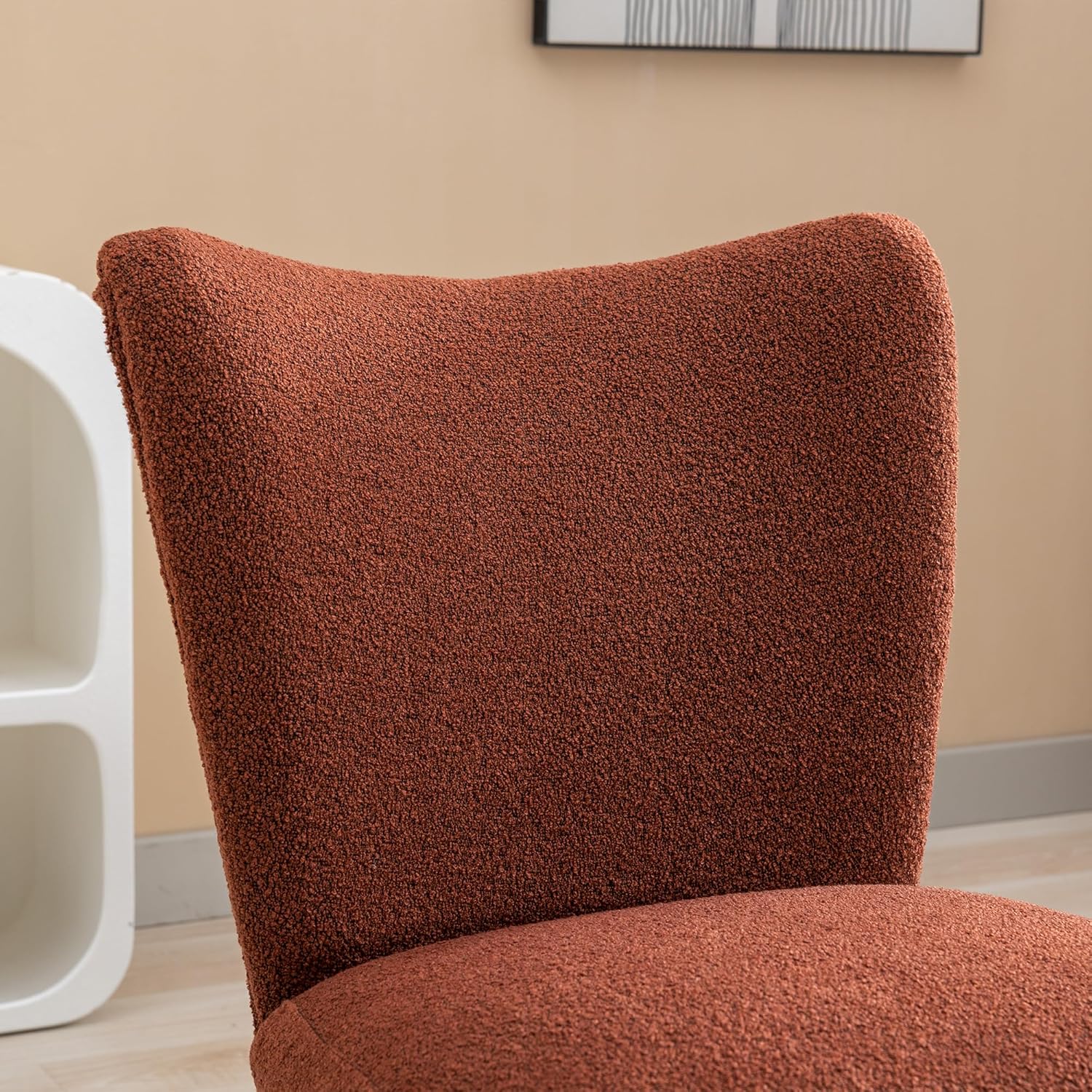 Living Room Chairs, Armless Accent Chair with Rubber Wooden Legs Modern Upholstered Corner Side Chair for Living Room, Bedroom, Office, Hotel Burnt Orange As Shown